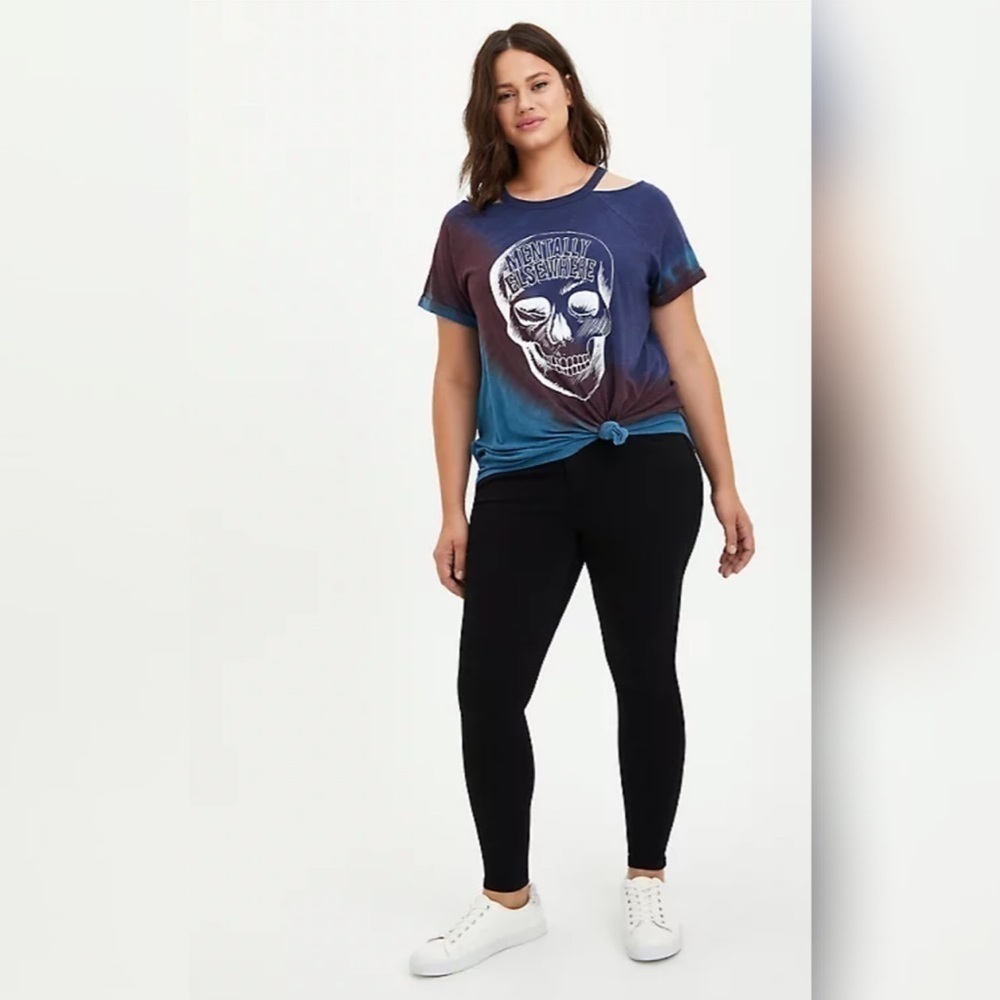 TORRID MENTALLY UNSTABLE GRAPHIC CLASSIC FIT TRIBLEND COLD‎ SHOULDER TOP